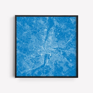 PLAN DE LA VILLE DE BUDAPEST Plan de la ville de Budapest Carte routière de Budapest, Hongrie Carte Plan de la ville minimaliste Art mural Design moderne Affiche quadrillée de la ville Ribba