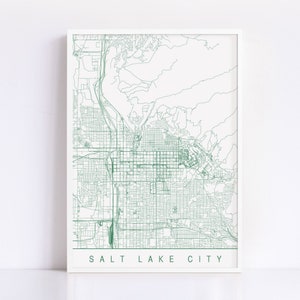Carte de SALT LAKE CITY - impression d'art minimaliste de Salt Lake City, Utah, plan de la ville personnalisable, impression jet d'encre de haute qualité, art de la carte moderne