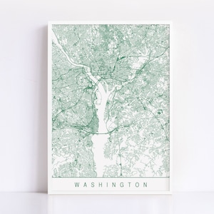 WASHINGTON KARTE - Minimalistischer Washington DC Kunstdruck, anpassbare Stadt Karte, hochwertiger Giclée-Druck, moderne Karte Kunst