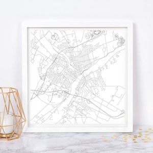 Plan de la ville de Bangor - affiche de carte fine art - impression de carte de Bangor Maine, carte de la ville minimaliste, décoration intemporelle, art mural classique, carte carrée
