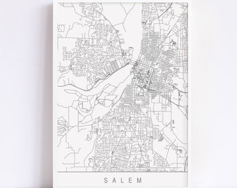 SALEM OREGON MAP - Customizable City Map, High Quality Giclee Print, Minimalist Art