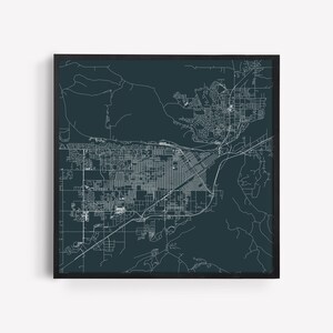 BILLINGS CITY MAP - oeuvre d'art murale minimaliste, affiche design moderne en quadrillage de la ville, Montana, États-Unis, décoration intemporelle, art mural classique, carte carrée