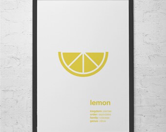 Kitchen Art Poster LEMON Minimalist  Print Giclee Print  Summer Poster Fruit Art Print Kitchen Poster, Cosy Room Decor