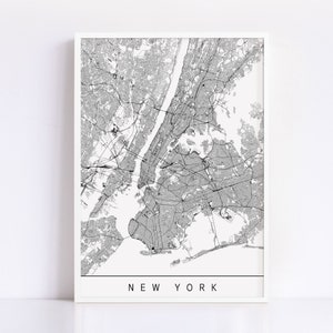 Carte de New York - carte de New York personnalisable, impression d'art minimaliste de Manhattan, art de carte moderne, impression giclée de haute qualité