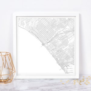 CARTE de la ville de SANTA MONICA - affiche de carte fine art - impression de carte de Santa Monica, carte de la ville minimaliste, décoration intemporelle, art mural classique, carte carrée