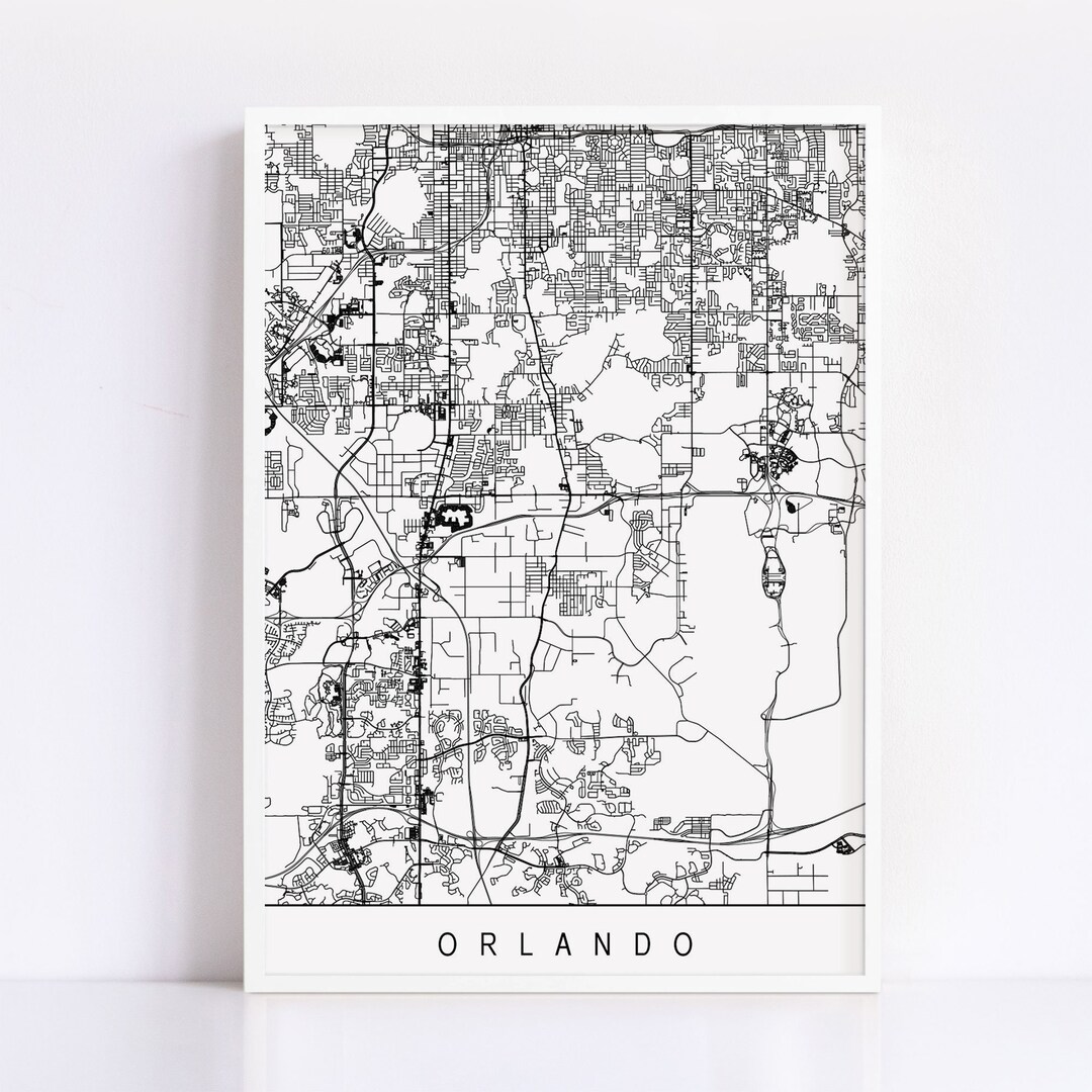 ORLANDO FLORIDA MAP - Customizable City Map, High Quality Giclee Print ...