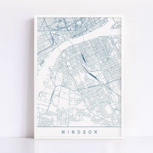 Carte de Windsor - impression d'art minimaliste de Windsor, plan de la ville personnalisable, impression jet d'encre de haute qualité, art de la carte moderne