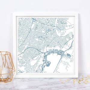 PLAN DE LA VILLE DE NEWARK - affiche d'art - impression de carte de Newark, New Jersey, décoration intemporelle, art mural classique, carte carrée
