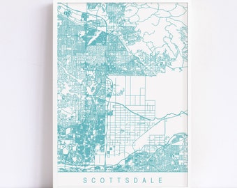 SCOTTSDALE ARIZONA MAP - Customizable City Map, High Quality Giclee Print, Minimalist Art