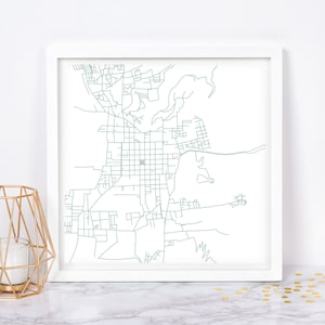 MAPA DE LA CIUDAD DE ANTIGUA - Póster de mapa de bellas artes - Impresión de mapa de Antigua: mapa minimalista de la ciudad, decoración atemporal, arte mural clásico, mapa cuadrado
