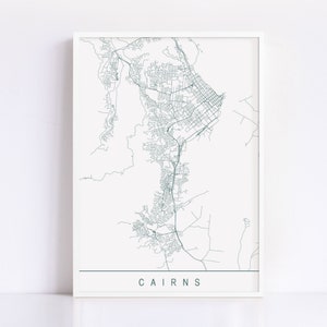 CAIRNS KARTE - Hochwertiger Giclée-Druck, minimalistischer Kunstdruck, anpassbarer Stadtplan von Cairns