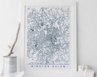 WINSTON-SALEM MAP - High Quality Giclee Print, Minimalist Winston-Salem Art Print, Customizable City Map