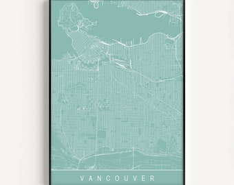 VANCOUVER CITY MAP Art Print -Vancouver B.C. Map Art - High Quality Giclee Print Minimalist Art Print Customizable City Map Ribba Size