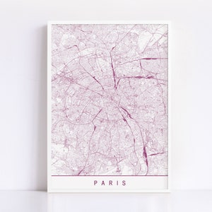 PARIS KARTE - Minimalistischer Paris Kunstdruck, anpassbare Stadt Karte, hochwertiger Giclée-Druck, moderne Kartenkunst