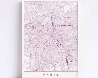 PARIS MAP - Minimalist Paris Art Print, Customizable City Map, High Quality Giclee Print, Modern Map Art