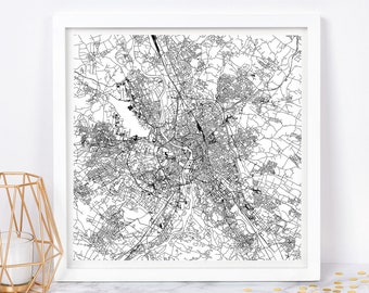 TOULOUSE CITY MAP - Fine Art Map Poster - Toulouse Map Print Minimalist City Map, Timeless Decor, Classic Wall Art, Square Map