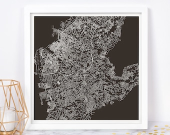 OKINAWA MAP PRINT - Modern Japanese Japan Map Poster - Minimalist City Poster Urban City Grid Art Quality Giclee Print Line Art City Map