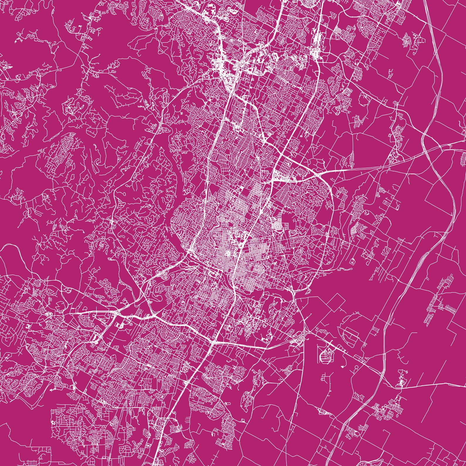 AUSTIN Texas CITY MAP Poster Line Art City Map Road Map of Austin Usa ...