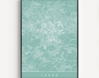 LEEDS MAP PRINT - Line Art City Map - Leeds England Map Art Minimalist Art Print Customizable City Map Leeds Uk Map Art