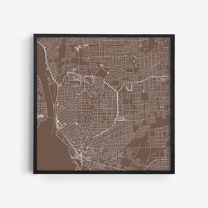 BUFFALO CITY MAP - art mural minimaliste, affiche design moderne en quadrillage de la ville, New York, États-Unis, décoration intemporelle, art mural classique, carte carrée