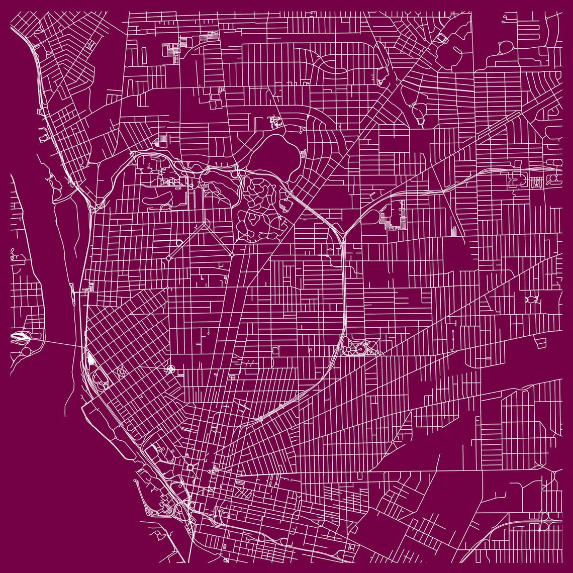 BUFFALO CITY MAP Minimalist Wall Art Modern Design City Etsy