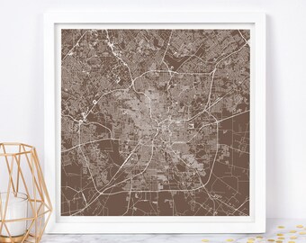 SAN ANTONIO City Map - Fine Art Map Poster - Modern Texas USA Map Print Minimalist City Poster Urban City Grid Art Quality Giclee Print