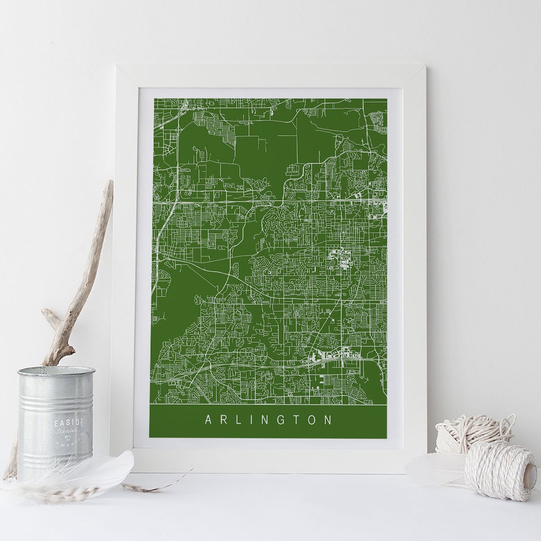 ARLINGTON CITY MAP Line Art City Map Road Map of - Etsy