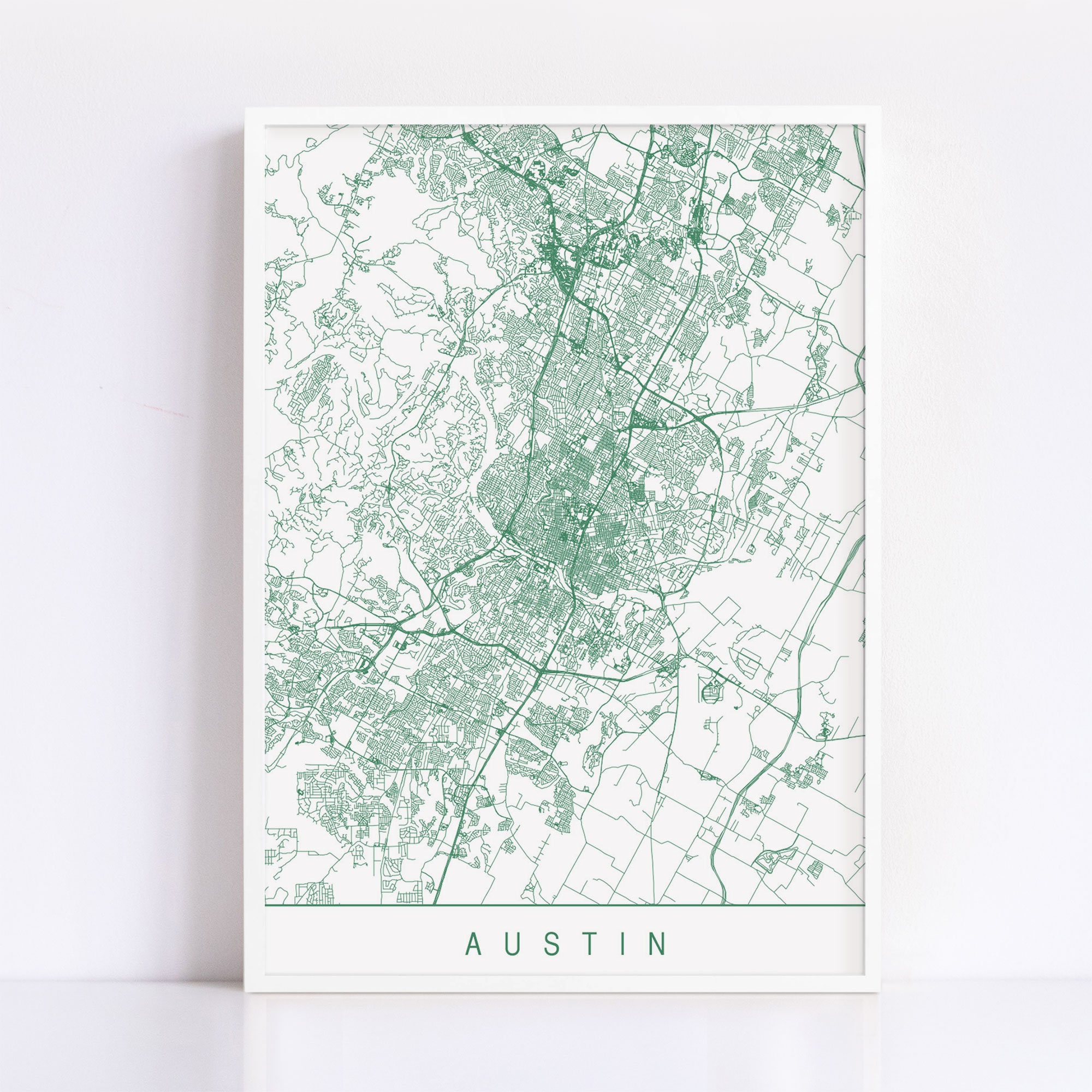 AUSTIN MAP - High Quality Giclee Print, Minimalist Austin Art Print ...
