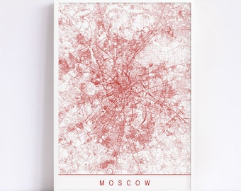 MOSCOW MAP - High Quality Giclee Print, Minimalist Moscow Art Print, Customizable City Map, Modern Map Art