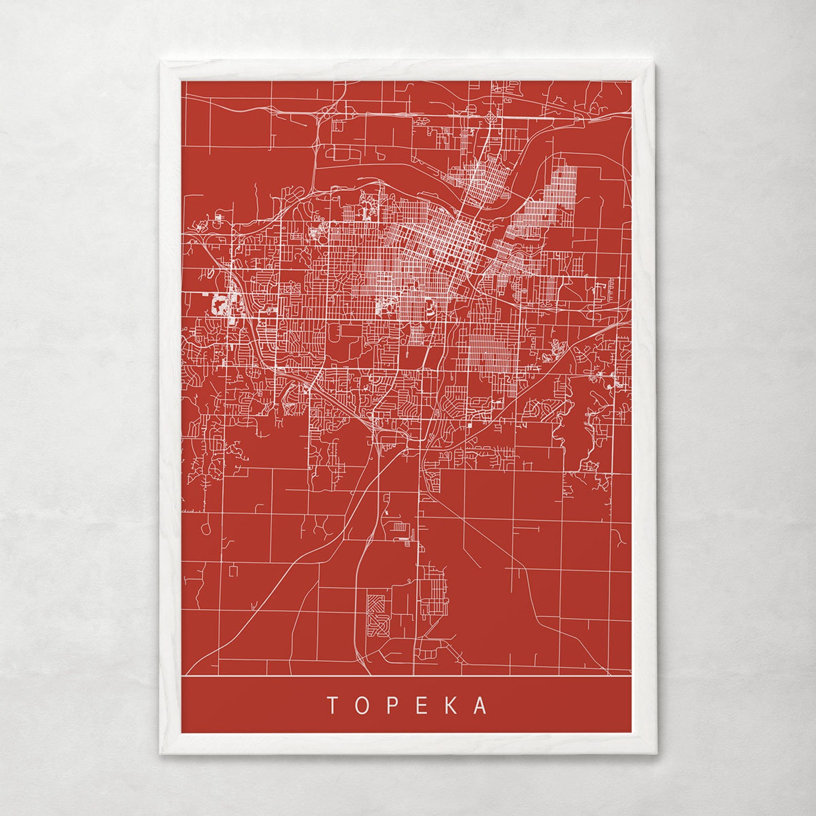 TOPEKA CITY MAP Line Art City Map Road Map of Topeka Etsy
