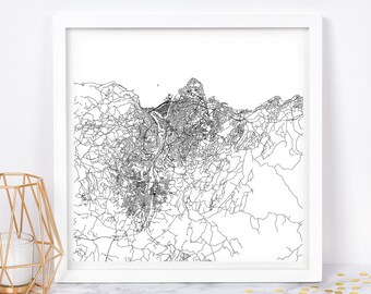 TRONDHEIM CITY MAP - Fine Art Map Poster - Trondheim Map Print Minimalist City Map, Timeless Decor, Classic Wall Art, Square Map