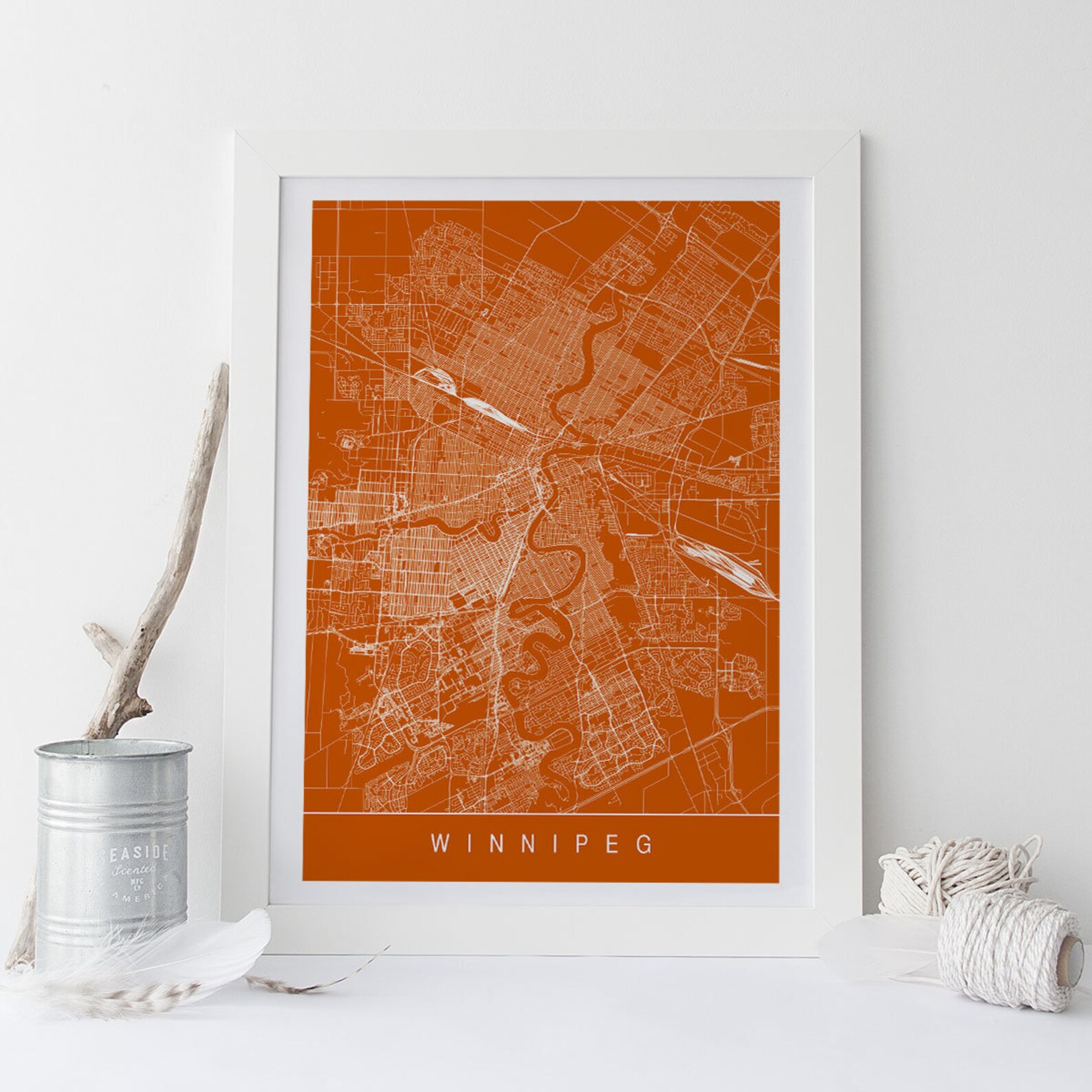 WINNIPEG CITY MAP Art Print Winnipeg Manitoba Map Art High Etsy