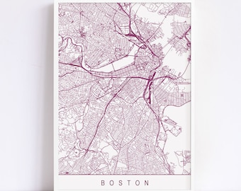 MAP OF BOSTON - Boston Massachussetts, High Quality Giclee Print, Minimalist Boston Art Print, Customizable City Map