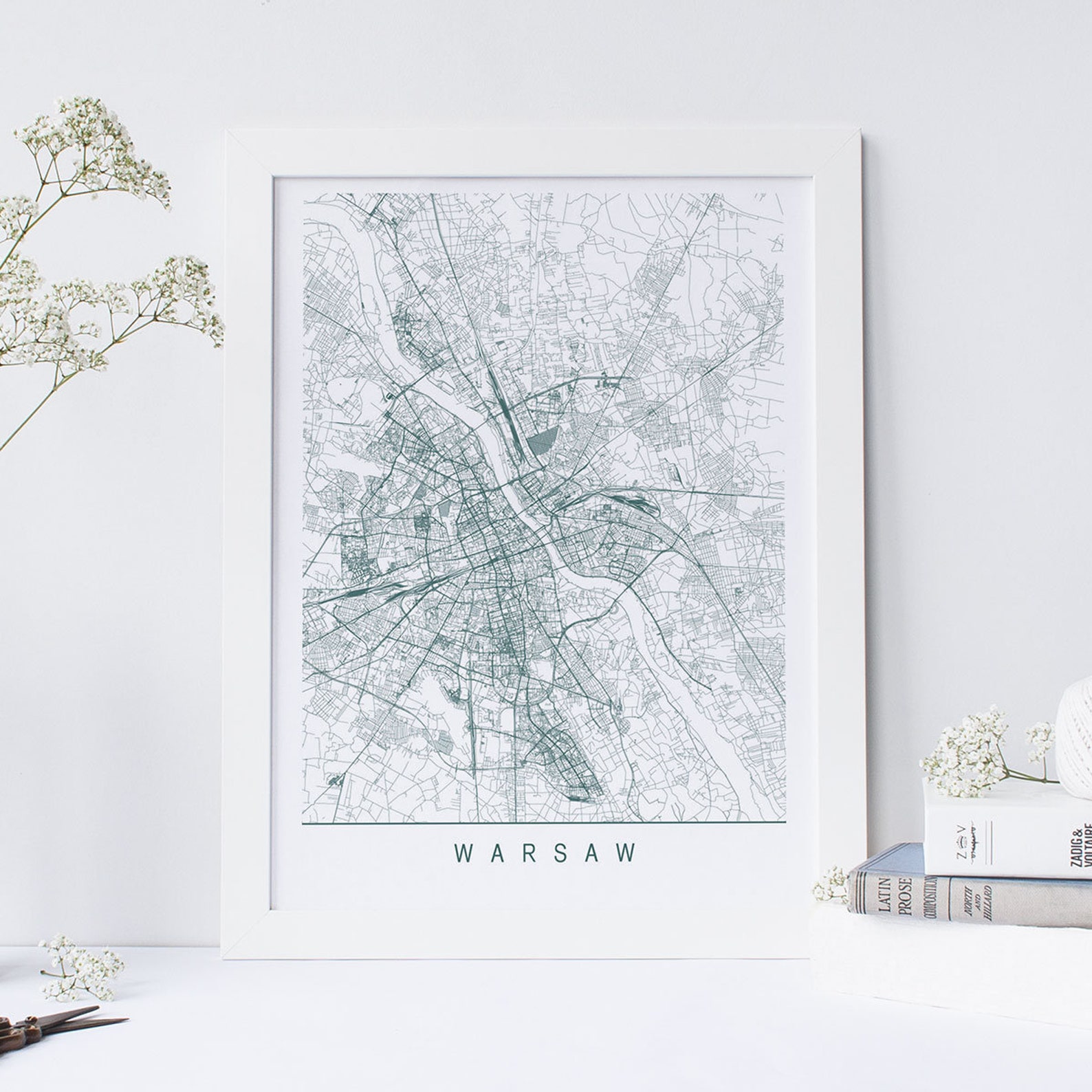 WARSAW MAP Minimalist Warsaw Art Print Customizable City | Etsy