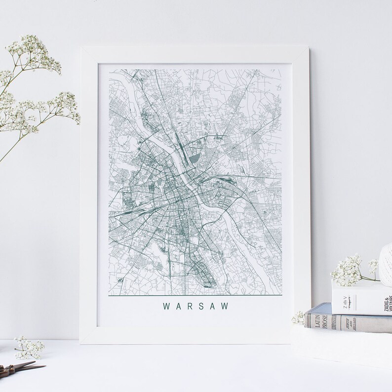 WARSAW MAP Minimalist Warsaw Art Print Customizable City | Etsy