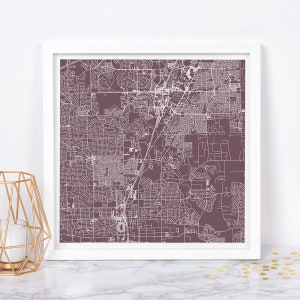 PLANO CITY MAP - art mural minimaliste, affiche design moderne en quadrillage de la ville, Texas, États-Unis, décoration intemporelle, art mural classique, carte carrée
