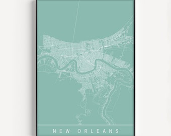 NEW ORLEANS MAP Art - Modern Nola City Print Art - Customizable City Map Home Decor Modern City Art Print Giclee Ribba Louisiana Map