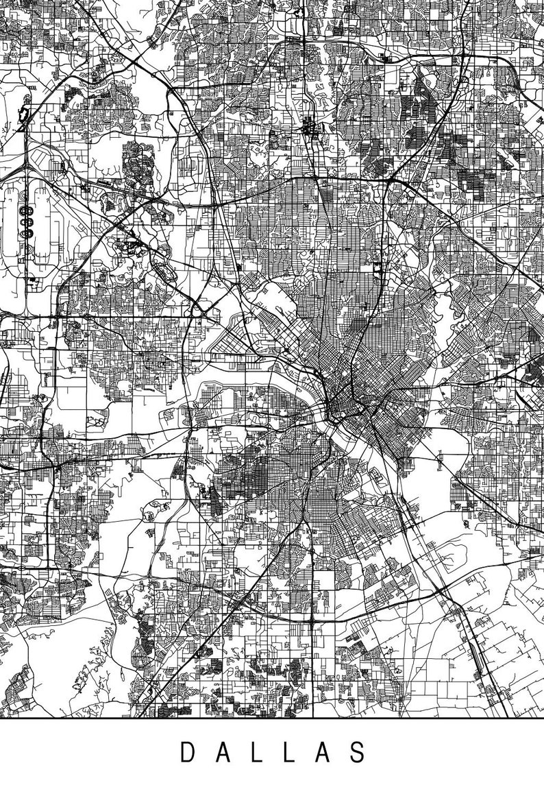 DALLAS MAP High Quality Giclee Print Minimalist Dallas Art Etsy