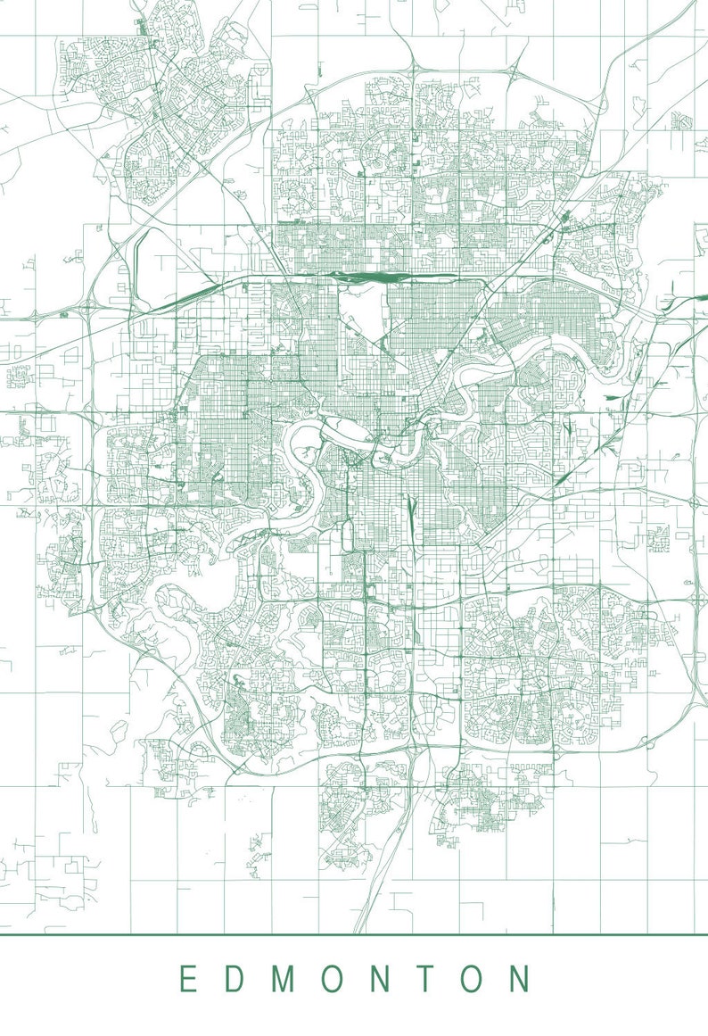 EDMONTON MAP High Quality Giclee Print Minimalist Edmonton Etsy