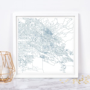 CARTE DE LA VILLE DE BOISE - affiche d'art - impression de carte de Boise, Idaho, décoration intemporelle, art mural classique, carte carrée