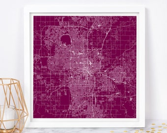 OKLAHOMA CITY Map PRINT Modern United States Map Poster - Minimalist City Poster Urban City Grid Art Quality Giclee Print Line Art City Map