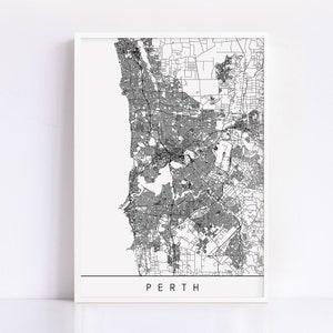 CARTE DE PERTH - Impression d'art minimaliste de Perth, plan de la ville personnalisable, impression jet d'encre de haute qualité, art de la carte moderne