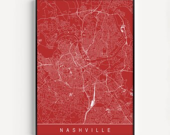 NASHVILLE MAP ART poster - Modern City Print Art - Customizable Nashville Tn City Map Home Decor Modern City Art Print Giclee Ribba