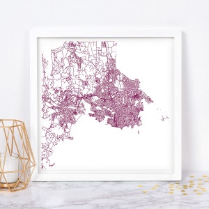 CARTE DE LA VILLE DE VICTORIA - affiche de carte fine art - impression de carte de Victoria plan de la ville minimaliste, décoration intemporelle, art mural classique, carte carrée