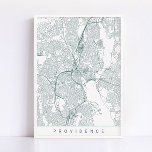 CARTE DE LA PROVIDENCE - Impression d'art Providence minimaliste, plan de la ville personnalisable, impression jet d'encre de haute qualité, art de la carte moderne