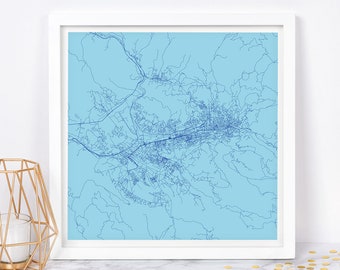 SARAJEVO MAP - Customizable Colors, Sarajevo Wall Art, City Map Poster, Condo Poster, Timeless Decor, Classic Wall Art, Square Map