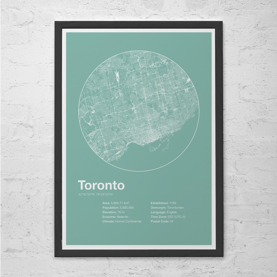 TORONTO INFO MAP - Toronto, Ontario - Street Map Line Art, Minimalist ...