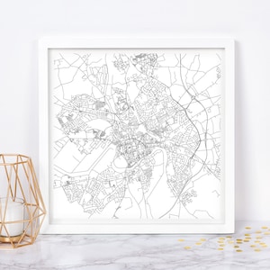 PLAN DE LA VILLE DE CHESTER - affiche de carte fine art - impression de carte de Chester plan de la ville minimaliste, décoration intemporelle, art mural classique, carte carrée