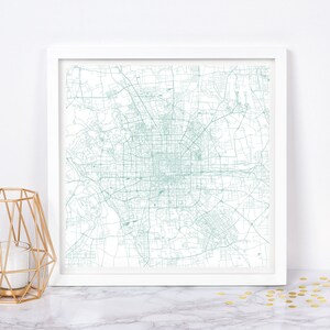 PLAN DE LA VILLE DE PÉKIN - Poster de carte fine art - impression de carte de Pékin plan de la ville minimaliste, décoration intemporelle, art mural classique, carte carrée