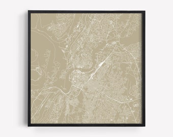 CHATTANOOGA MAP PRINT Poster Line Art City Map Road Map of Chattanooga Tennessee Map Print Minimalist City Map Wall Art, Square Map